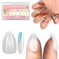 NOVO OVO Extra Short Almond Nail Tips,Thick Full Cover False Fake Nails