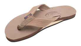 [RAINBOWSANDALS]レディースシングルレイヤープレミアムレザーサンダルこげ茶色28cm