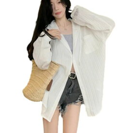 [RoyzTocz]UVカッレディースカーディガンフード付きシャツブラウスシアー日焼け止め服冷房対策紫外線防止ラッシュガードファッション羽織り薄手通気速乾オーバーサイズカジュアル可愛い…