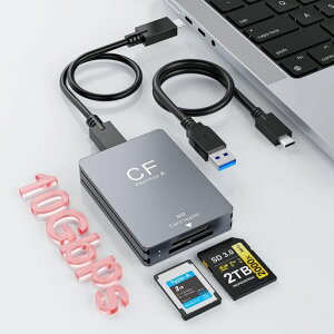 CFexpress Type A SD�J�[�h���[�_�[|10Gbps�������]��|�ő� 2TB�J�[�h�Ή�|�A���~���� ���M���D���| USB-A&USB-C�P�[�u���t��| iPhone/Windows/Mac/Linux/Android�Ή�