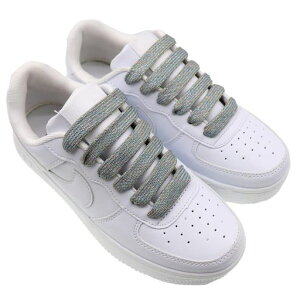 [Teeoff]FlatAthleticShoelaces12MMWideReflectiveShoeLacesforSneakers(120CMSilver)