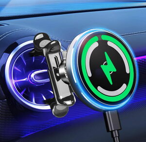 【2025革新/丸型吹き出し口適応・超強磁力】LIFMAGICMagsafe車載充電器丸型エアコンマグネットスマホホルダー車qi15wマグセーフ車載ホルダーワイヤレス急速充電超強磁力円型エアコン吹き出…