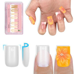 NOVO OVO Sharp Square Short Nail Tips Press on, Natural (Not Sculpted)