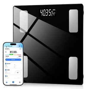 【2025新登場】体重計体脂肪計体組成計Bluetoothスマホ連動たいじゅうけいヘルスメーター高精度軽量収納電源自動ON/OFF薄型ボディスケール強化ガラスコンパクト多機能測定体重体脂肪率筋…