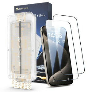 �y����zMAGICJOHN�Ή�iPhone15ProMax�p�K���X�t�B����2���Z�b�g�����ߗ��}�W�b�N�K�C�h�g�t���\��t���ɊȒP�Y���Ȃ��C�A���X9H�d�x�ϏՌ���U�h�~�G��S�n�ǂ�