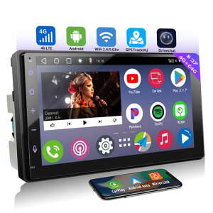 A6PFアップグレードダブルDINAndroidカーナビ4G+64G、4G通信SIM対応/WiFi/BT/USBテザリング、ワイヤレスCarPlay、AndroidAutoワイヤレス7インチQLEDディスプレイオーディオ