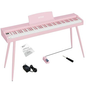 IKTMI電子ピアノ88鍵盤木製ピアノ88鍵DigitalPianoペダル付きスタンド一体型アップライトピアノDREAM音源MIDI対応初心者子供大人練習用ピンク