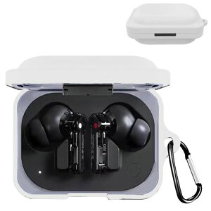 BOOLINNNothingEar(a)ケース対応nothingeara液状シリコンケースキズ防止耐衝撃装着充電可能防水防塵紛失防止カラビナ付き衝撃吸収保護カバー(ホワイト)