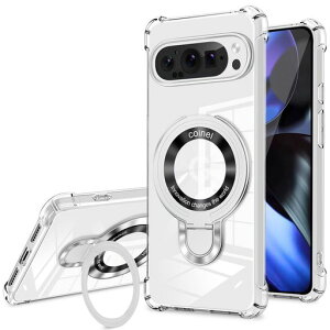 Googlepixel10proXL�P�[�X�N���A�V���R��MagSafe�Ή������O�t��360°��]�X�^���h�c�����Ή��A�W���X�^�u���X�^���h�}�b�g�d�グ�ϏՌ�����TPU���^�y�ʃX�g���b�v�z�[���t��Googlepixel