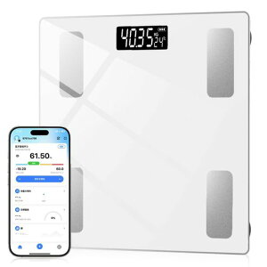 【2025新登場】体重計体脂肪計体組成計Bluetoothスマホ連動たいじゅうけいヘルスメーター高精度軽量収納電源自動ON/OFF薄型ボディスケール強化ガラスコンパクト多機能測定体重体脂肪率筋…