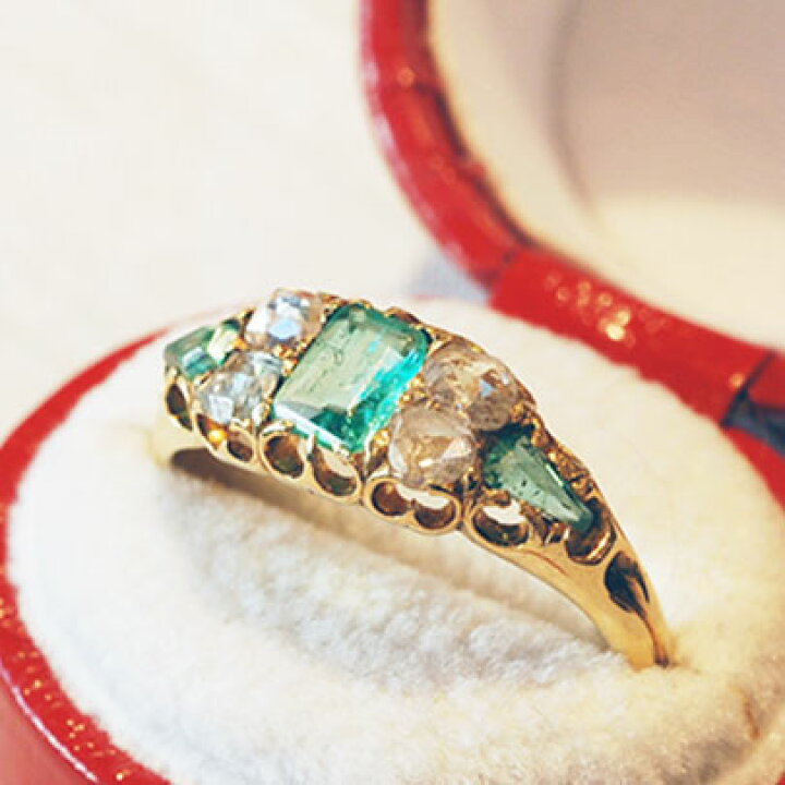 楽天市場】アンティーク ジュエリー 18ct エメラルド＆ダイヤモンド 