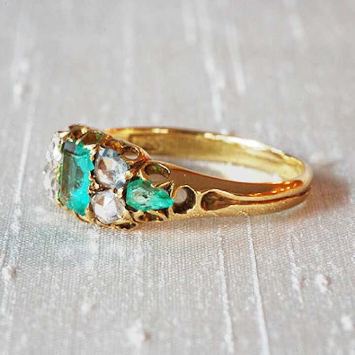 楽天市場】アンティーク ジュエリー 18ct エメラルド＆ダイヤモンド 