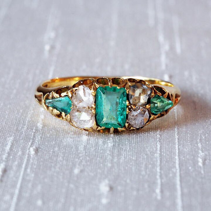 楽天市場】アンティーク ジュエリー 18ct エメラルド＆ダイヤモンド  
