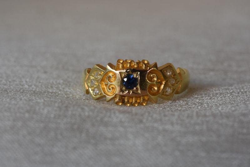 ブランド 宝石 バーニーズニューヨーク ヴィンテージ 装飾品 グッドウィル アンティーク ジュエリー 15ct サファイア ダイヤモンド リング 指輪