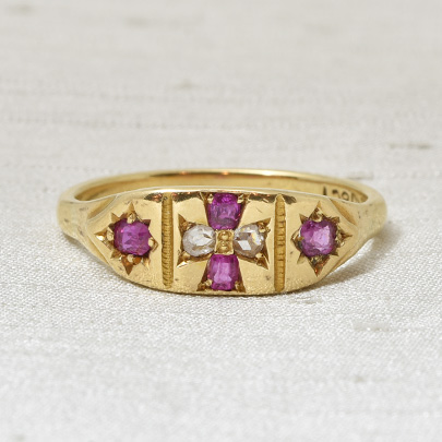 グッドウィル アンティーク ジュエリー リング 指輪 18ct ゴールド ルビー ダイヤモンド 装飾品