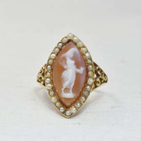 グッドウィル アンティーク ジュエリー リング 指輪 18ct パール ストーンカメオリング 装飾品