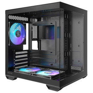 Okinos Mirage 4 ARGB Black Mirage(�~���[�W��) ARGB�t�@��3��W�����ڂ����s���[���X��Micro-ATX�Ή�PC�P�[�X