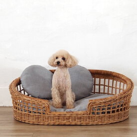 籐 ペットベッド 幅73cm クッション付 ラタン製 Natural rattan （ ベッド ペット用ベッド ペット専用 猫用 犬用 ネコ ねこ 猫用品 猫グッズ イヌ いぬ 犬用品 犬グッズ ）【GWM】