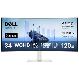 Dell S3425DW 34�C���` �Ȗ� ���j�^�[(���P�_3�N/WQHD/VA�����,1800R�Ȗ�/USB Type-Cx1,HDMIx2/DCI-P3 95%/1ms,120Hz/FreeSync Premium/HDR10/�����X�s�[�J�[/��������)