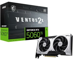 MSI Gaming RTX 5060 Ti 8G Ventus 2X OC Plus�O���t�B�b�N�X�J�[�h(8GB GDDR7�ATBA�r�b�g�A�G�N�X�g���[���p�t�H�[�}���X:TBA MHz�ADisplayPort x3 2.1a�AHDMI 2.1b�ANVIDIA Blackwell Architecture)