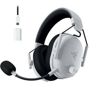 Razer(���C�U�[) BlackShark V3 Pro �z���C�g ���C�����X�Q�[�~���O�w�b�h�Z�b�g ��2����HyperSpeed Wireless ��2����TriForce�o�C�I�Z�����[�X50mm�h���C�o�[ 12mm�}�C�N 70���ԋ쓮 2.4GHz Bluetooth �L�� PC PS5 PS4 