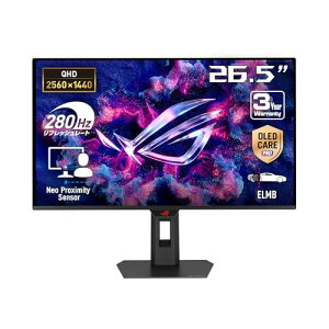 ASUS�Q�[�~���O���j�^�[/ROG Strix OLED XG27ACDMS/26.5�C���`/1440p/�ʎq�h�b�g�L�@EL�p�l��/280 Hz/0.03 ms/�J�X�^���q�[�g�V���N/Neo Proximity Sensor/ASUS OLED Care Pro/�ψ�P�x/G-SYNC�Ή�/99% DCI-P3/DisplayWidget Center/