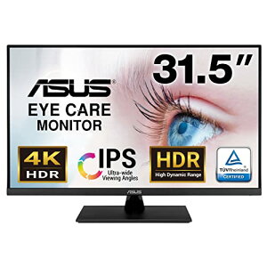 ASUS 4K ���j�^�[ Eye Care VP32UQ 31.5�C���` / IPS / 100% sRGB/HDR-10 / DP HDMI/�u���[���C�g�y��/�t���b�J�t���[/VESA�Ή�/�������K�i