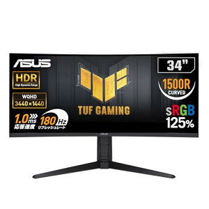 ASUS �Q�[�~���O���j�^�[ TUF Gaming VG34VQL3A 34�C���`/180Hz/WQHD/1ms/Freesync Premium Pro/�������K�i