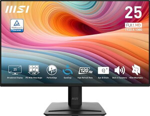 MSI PRO MP252 E2 24.5�C���` IPS 1920 x 1080 (FHD) �Q�[�~���O�I�t�B�X���j�^�[�A120Hz�A�A�_�v�e�B�u�����AHDR�Ή��AHDMI�AVGA�|�[�g�A�f�B�X�v���C�|�[�g�AVESA�}�E���g�\�A�`���g�A�X�s�[�J�[�A4�ʃX