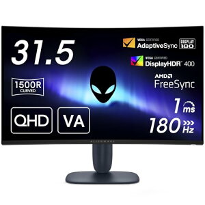 Dell AW3225DM-A 31.5�C���` �Ȗ� Alienware �Q�[�~���O���j�^�[(���P�_5�N/QHD/VA�����,1500R�Ȗ�/DP1.4x1,HDMI2.1x2/DCI-P3 95%/��������,�X��/1ms,180Hz(DP),144Hz(HDMI)/FreeSync,VESA DisplayHDR 400)