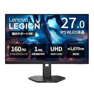 Lenovo �Q�[�~���O���j�^�[ Legion 27U-15 27�C���`/�f���A���𑜓x(�t��HD/4K)/Fast IPS�p�l��/320Hz(�t��HD),160Hz(4K)/1ms(GtG)/HDMI2.1x2, DP1.4x1/HDR10/DCI-P3 95%/NVIDIA(R) G-SYNC(R) Compatible/�c����],��������/���{����5