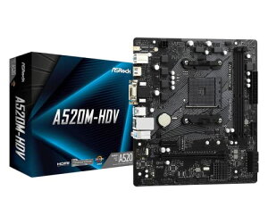 ASRock AMD Ryzen 3000/4000�V���[�Y(Soket AM4)�Ή� A520�`�b�v�Z�b�g���� Micro ATX �}�U�[�{�[�h �����iA520M-HDV