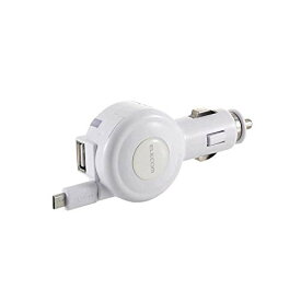 エレコム カーチャージャー シガーソケット カー用品 android対応 USBポート1 microUSB巻き取りケーブル 65cm (2.4A出力) ホワイト MPA-CCM03WH