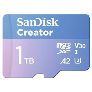 SANDISK 1TB Creator microSD UHS-I�J�[�h SD�A�_�v�^�[�t�� - �ő�190MB/�b �J�����ƃh���[���p 4K 5.3K A2 V30 U3 3�����Ԃ�Adobe Lightroom�t�� - SDSQXAV-1T00-GN6MS