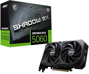MSI Gaming RTX 5060 8G Shadow 2X OC �O���t�B�b�N�X�J�[�h (8GB GDDR7�ATBA-bit�A���ɂ̃p�t�H�[�}���X: TBA MHz�ADisplayPort x3 2.1a�AHDMI 2.1b�ANVIDIA Blackwell Architecture)
