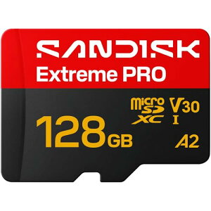 SANDISK Extreme PRO microSDXC 128GB UHS-I�J�[�h + SD�A�_�v�^�[ (�ő�250MB/�b�̓ǂݍ��݁A�ő�120MB/�b�̏������݁A 5K 3K �A4K UHD�AC10�AV30�AU3�AA2)