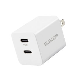 エレコム(ELECOM) 充電器 Type-C 2ポート USB PD対応 20W 2台同時充電 折りたたみ式プラグ 小型 iPhone 14/13/12/11/SE3/SE2,Galaxy,Pixel,Xperia,OPPO 等対応 ホワイト MPA-ACCP35WH