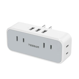 USB コンセント タップ 電源タップ TESSAN 4個AC口 3個USBポート USBタップ oaタップ 充電タップ 直挿しマルチタップ 蛸足コンセント 分岐 雷ガード 小型