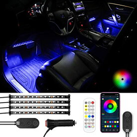 SUPAREE 車用 LEDテープライト 12V RGB フルカラー 音に反応 足元灯 カーチャージャー式 車内装飾用 フットライト 16000色 イルミネーション 足下照明 フットランプ アプリ制御 リモコン付き