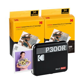 コダック KODAK Mini 3 Retro 4PASSポータブルフォトプリンター(7.6cmx7.6cm)＋68枚バンドル,ブラック