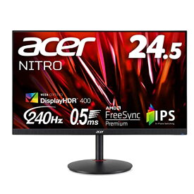 Acer ゲーミングモニター Nitro XV252QZbmiiprx 24.5インチ IPS 非光沢 フルHD 0.5ms 240Hz HDMI (280Hz DisplayPort/オーバークロック) AMD FreeSync™ Premium VESA DisplayHDR 400 スピーカー内蔵 VESAマウント対応 高さ調節 チルト スイベル ピボット レス