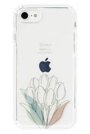 HIGHER iPhone SE(第3世代/第2世代)/8/7 ハイブリッド ケース 耐衝撃 (チューリップ)スマホケース iphone SE3 SE2 iphone8 iphone7 アイフォン カバー 耐衝撃 透明 抗菌 クリアケース ストラップホール