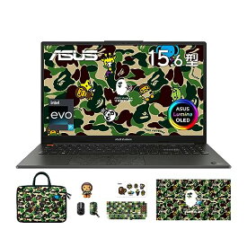 BAPE×ASUS 特別コラボ ASUS ノートパソコン Vivobook S 15 OLED BAPE Edition K5504VA 15.6インチ 第13世代 i5-13500H メモリ16GB SSD512GB WPS Office搭載 Windows11 バッテリー駆動14.4時間 Type-C給電対応 重量1.6kg 限定ノベルティ付き ブラック K5504VA-MA253W