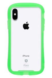 iFace Reflection Neo iPhone XS/X ケース クリア 強化ガラス (クリアグリーン)アイフォンxs アイフォンx アイフェイス 透明 耐衝撃 ストラップホール付き ネオンカラー 蛍光