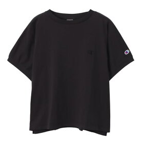 [チャンピオン] Tシャツ 半袖 綿100% 刺繍 ワンポイントロゴ ショートスリーブTシャツ ウィメンズカジュアル CW-Z306 ブラック