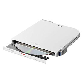 BUFFALO バッファロー USB3.1(Gen1)/3.0 デスクトップパソコン対応 外付け DVD/CDドライブ バスパワー Wケーブル(給電ケーブル付き) 薄型ポータブル 国内メーカー Window/Mac ホワイト DVSM-PTV8U3-WH/N