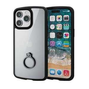 �G���R�� iPhone15 Pro Max �P�[�X TOUGH SLIM LITE �����O�t�� �ϏՌ� �Ռ��z�� ���^ �y�� �X�g���b�v�V�[�g�t�� �X�g���b�v�z�[���t�� �u���b�N PM-A23DTSLFCRBK