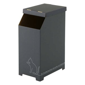 下村企販 ダンボール ごみ箱 45L 黒猫 日本製 リサイクル可能 物が置ける 脚付き 簡単組み立て ネコ かわいい ダストボックス ブラック 簡易ゴミ箱 ごみ袋 燕三条 45915