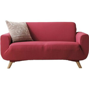 アイリスプラザ ソファカバー 2人掛け肘付き ぴったりフィット 丸洗い レッド SCF-20 幅140奥行80高さ80cmc)