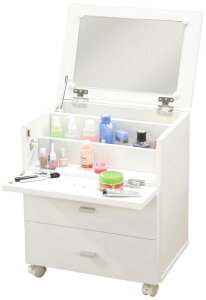 不二貿易 ドレッサー 化粧台 幅45奥行31高さ53cm ホワイト キャスター付き 2Way サイドテーブル 完成品 フィーゴ 81893